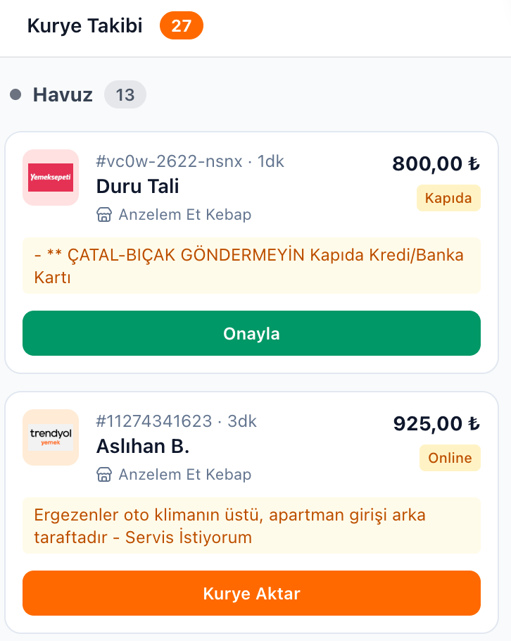 Kurye takibi